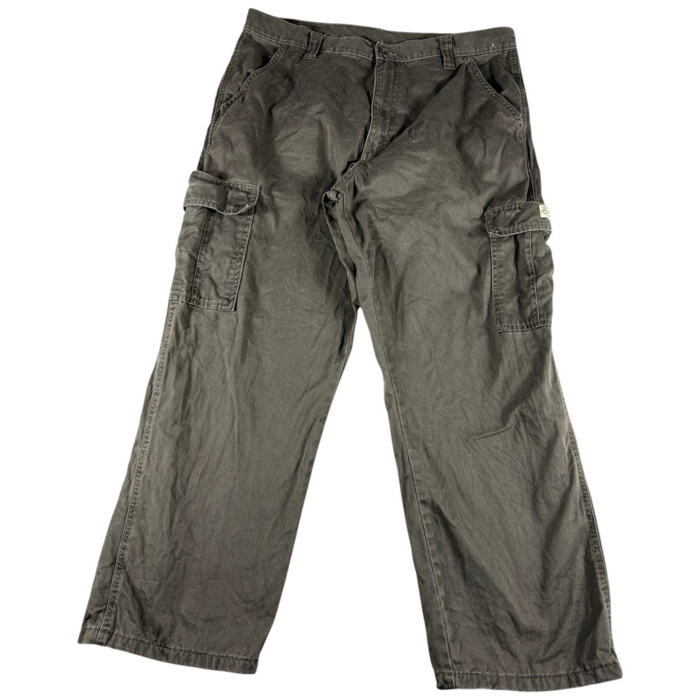 Wrangler Cargo Pants Mens‎ 36x30 Dark Gray Flat Front Cotton Utility Workwear